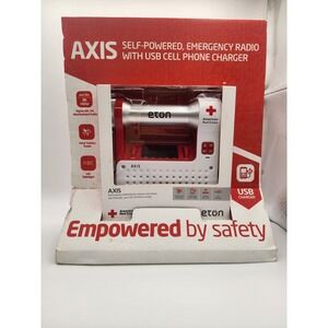 Eton Axis Self-Powered AM/FM/NOAA Weather Radio Flashlight USB Charger Red OS